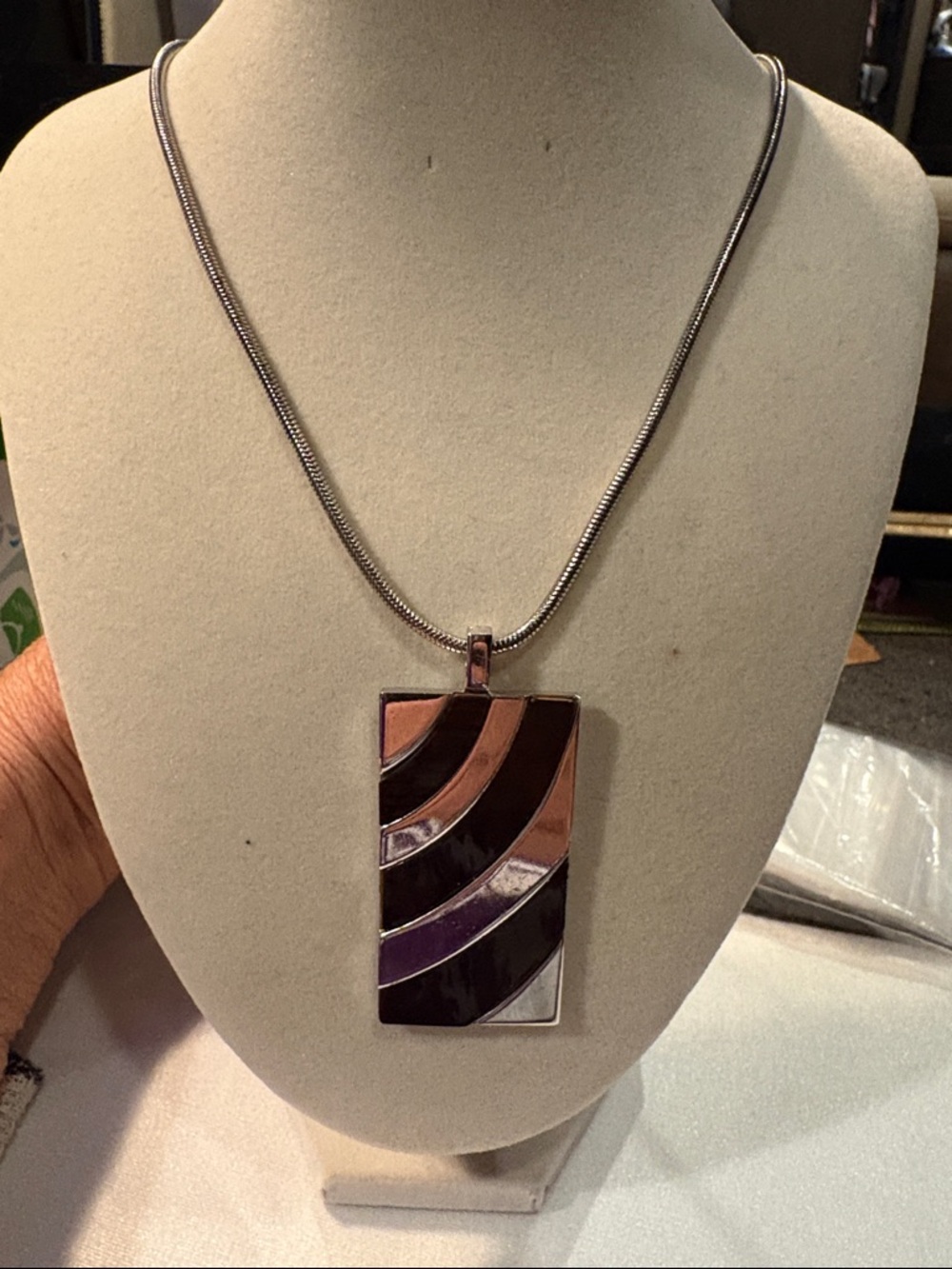 ModernTrifari silver & black Pendant Necklace